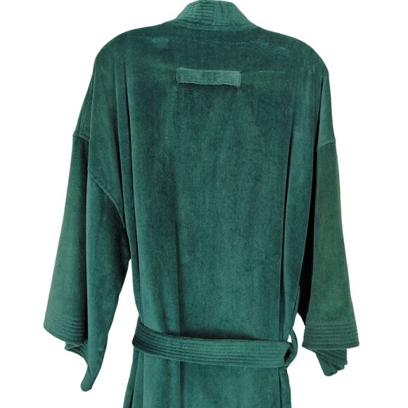 Vintage Harley-Davidson Green Terry cloth Bathrobe OSFM two belted with Pockets - Picture 12 of 16